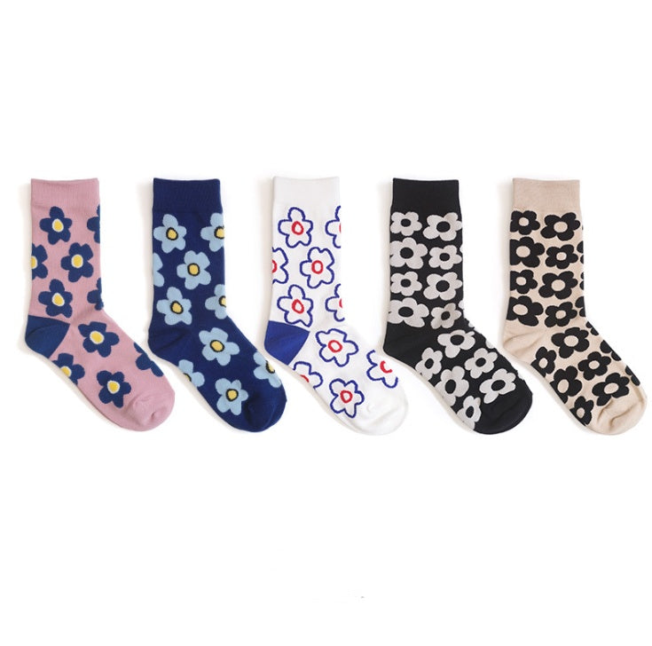 Cute cartoon flower socks cotton girl in stockings