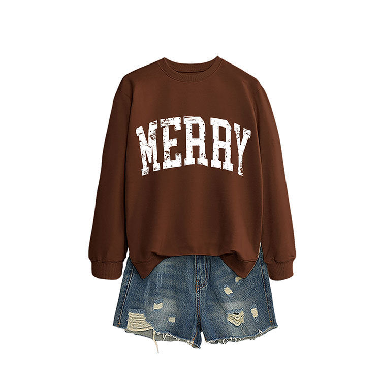 Casual Women's MERRY Letter Print Sweatshirt