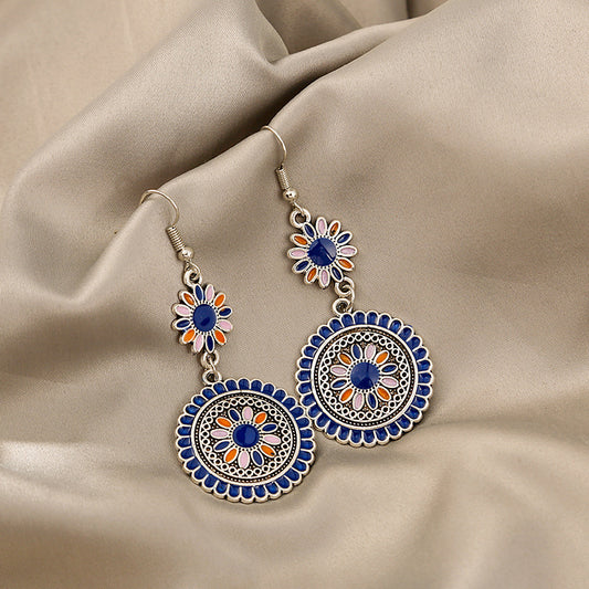 Exaggerated Retro Bohemian Round Sunflower Earrings
