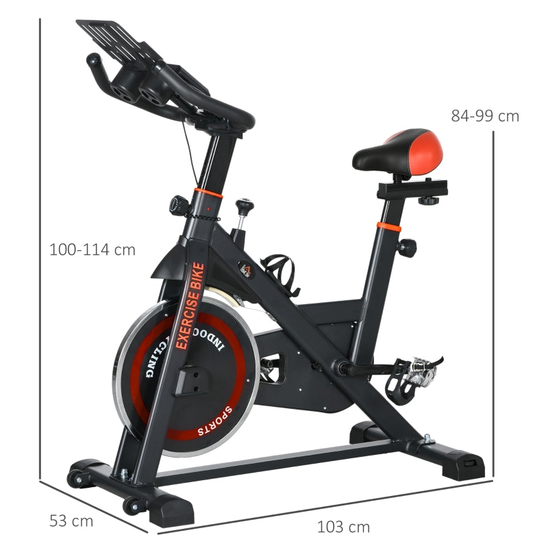 HOMCOM Exercise Bike, 8kg Flywheel Stationary Bike Indoor Cycling Machine With Adjustable Resistance Seat Handlebar, Black