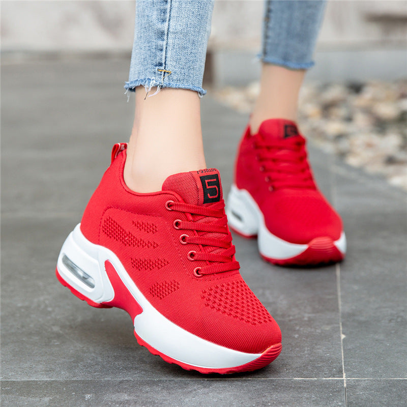Soft Sole Mesh Breathable Height-increasing Sports Running Platform Casual Shoes