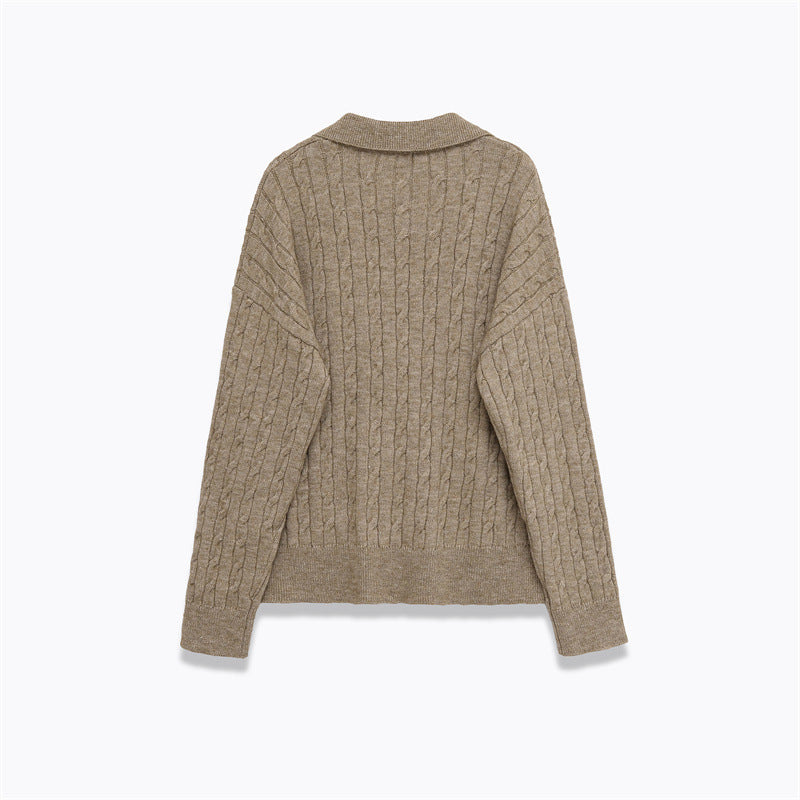 Women's V-neck Long Sleeve Knit Sweater