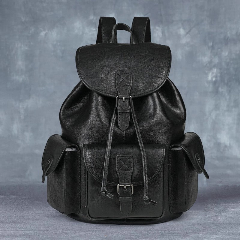 Genuine Leather Retro Backpack, Casual Soft Leather Bag, Hiking Backpack