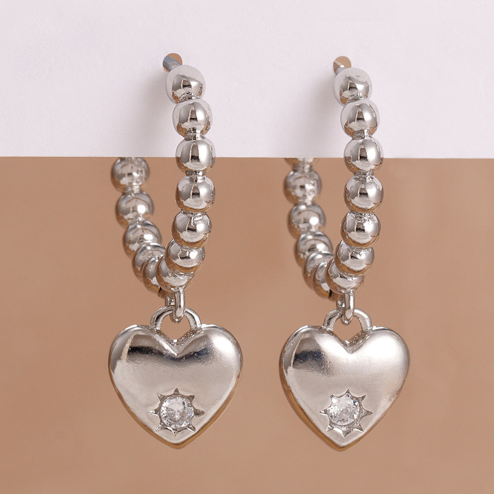Vintage Gold Heart Earrings High-end Sense Of Light Luxury Women