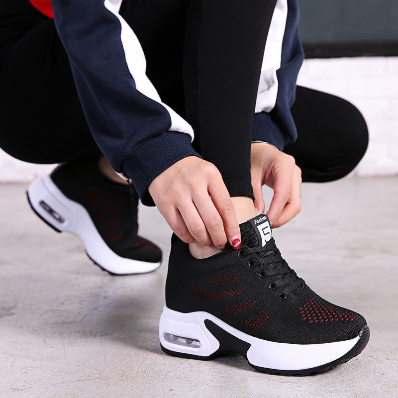 Soft Sole Mesh Breathable Height-increasing Sports Running Platform Casual Shoes